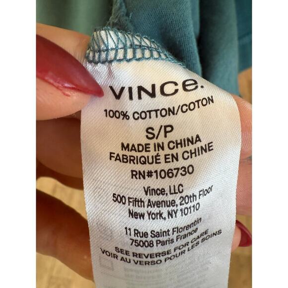 VINCE Tie-waist T-shirt Dress Green Blue Teal Size S - Picture 8 of 9